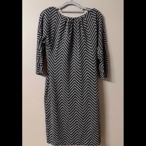 Trina Turk Gray Chevron / Herringbone Dress, Size 6